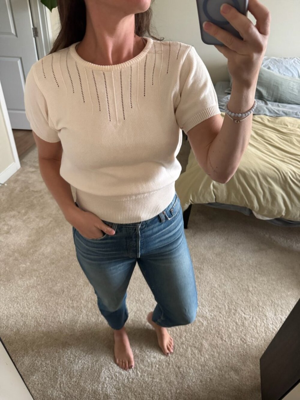 Liz Claiborne Collection Knit Short Sleeve Sweater Size Small